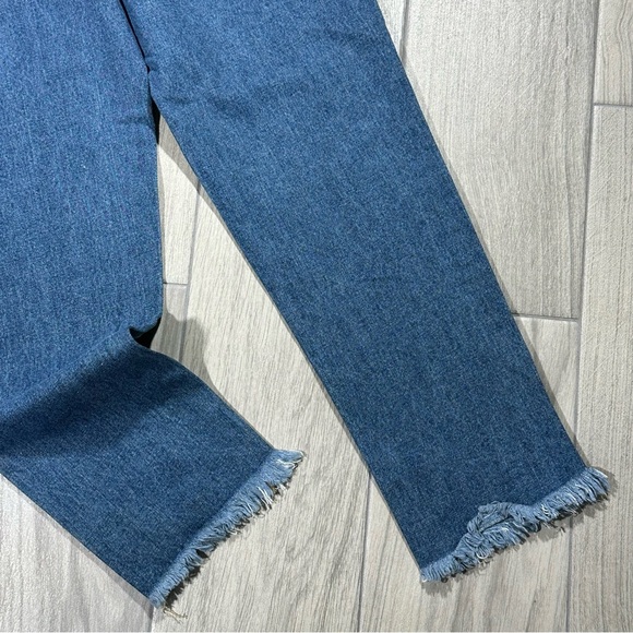 NWT PAUL & ZERA ALLSAINTS High Waist Raw Hem Frayed Floral Embroidered Jeans L - Picture 8 of 10